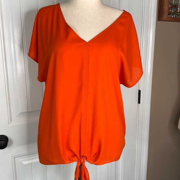INC Women’s Orange tie front top Sz XL - Picture 1 of 9